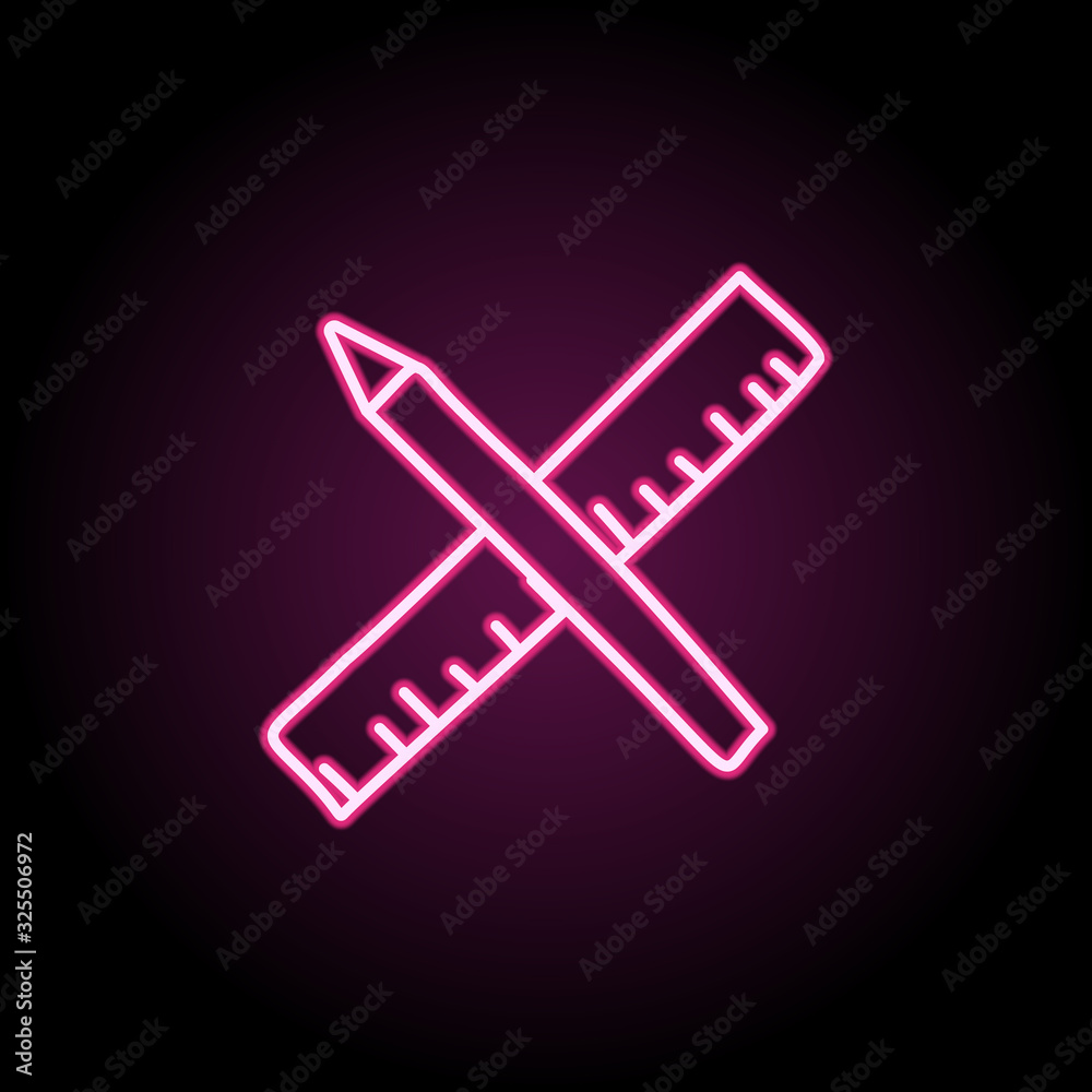 Pencil and ruler sketch neon icon. Simple thin line, outline vector of education icons for ui and ux, website or mobile application Pencil and ruler sketch neon icon. Simple thin line, outline vector of education icons for ui and ux, website or mobile application