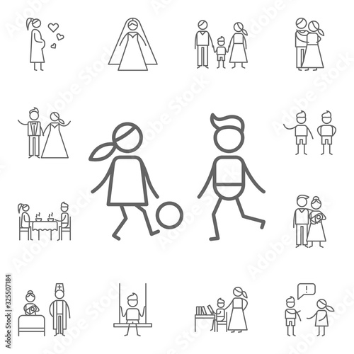 Kids, playing, family icon. Family life icons universal set for web and mobile