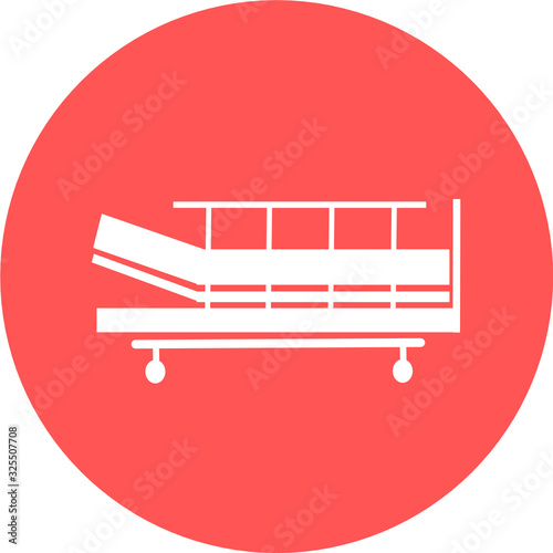 Hospital bed. Intensive care unit icon. Resuscitation, rehabilitation, hospital ward. Medicine concept. Vector illustration can be used for topics like healthcare, hospital, medical care, Chemotherapy