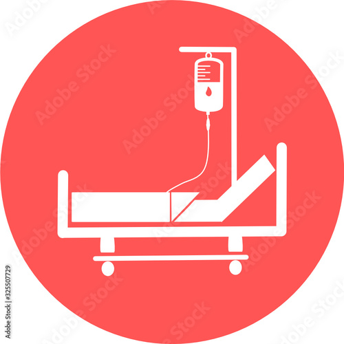 Hospital bed. Intensive care unit icon. Resuscitation, rehabilitation, hospital ward. Medicine concept. Vector illustration can be used for topics like healthcare, hospital, medical care, Chemotherapy