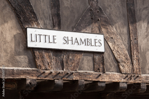 Fotografia Little Shambles street sign in York, UK