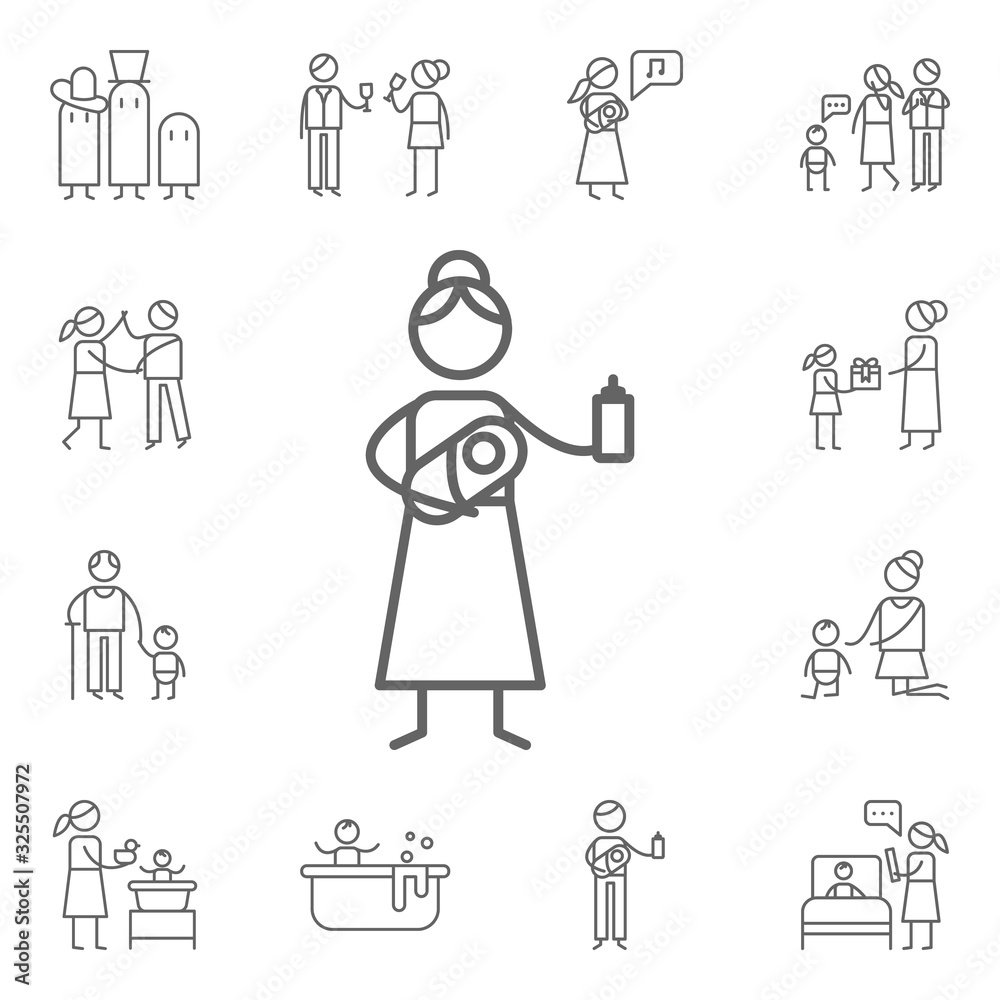Motherhood, baby, feed icon. Family life icons universal set for web and mobile