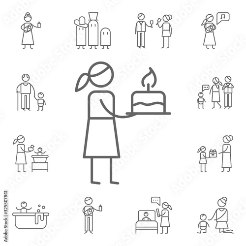 Birthday  mom icon. Family life icons universal set for web and mobile