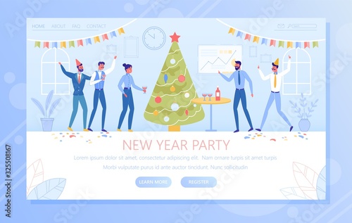 New Year Party Scene with Joyful Business People.