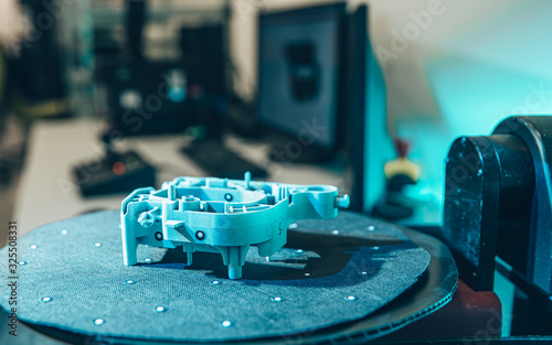 Scanning components for production, using 3d laser scanner photo