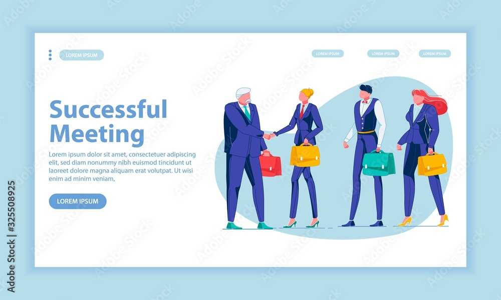 Successful Meeting Landing Page Vector Template Successful Meeting Landing Page Vector Template