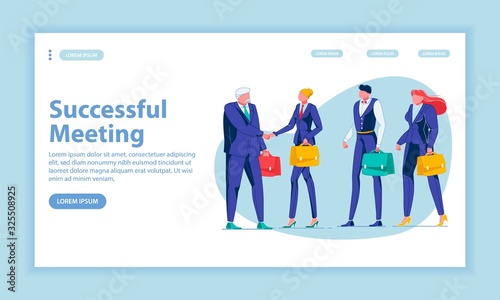 Successful Meeting Landing Page Vector Template