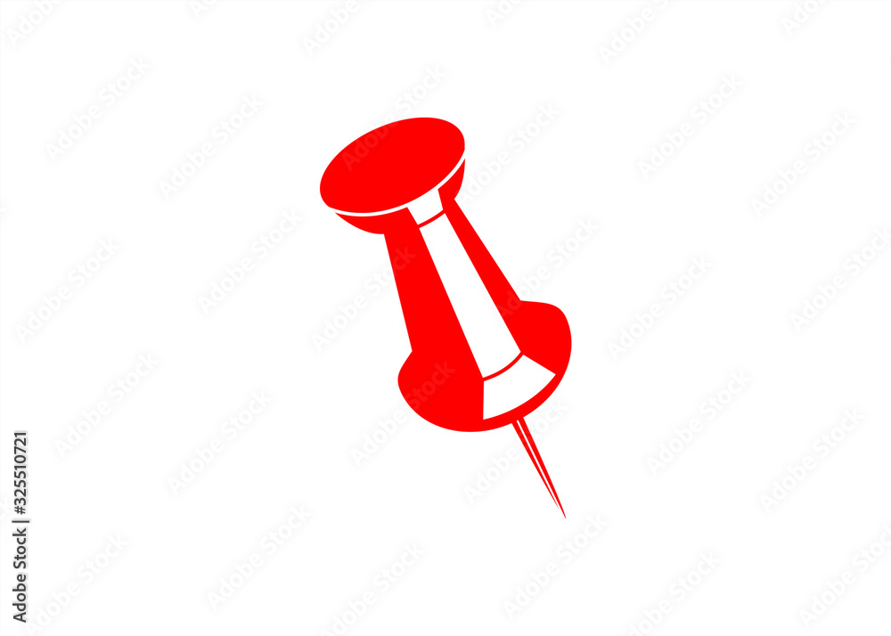 Notice Board Pin in red colour isolated on white background Notice Board Pin in red colour isolated on white background