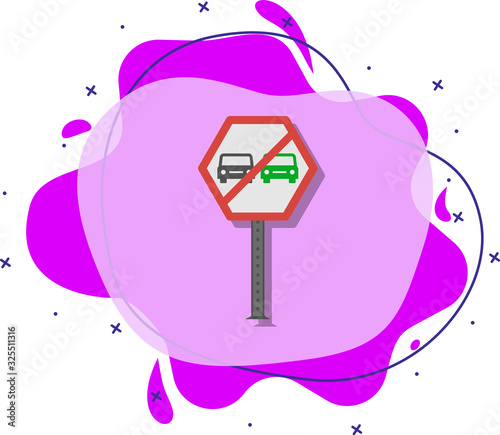 No overtaking colored icon. Simple color vector of road signs and junctions icons for ui and ux, website or mobile application
