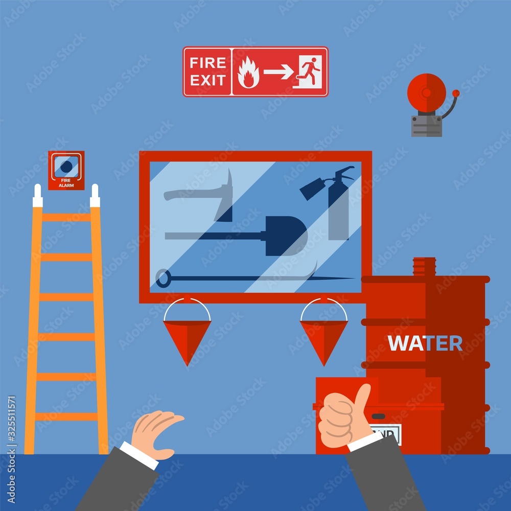 Fire Measure Fire safety measures inspection in office building, emergency security ...