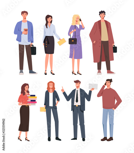 Office business young people character set. Vector flat graphic cartoon design illustration