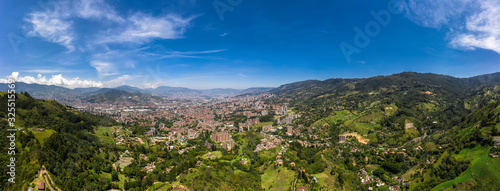 Aerial Panoramic view of the city of Medellin  Colombia