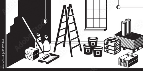 Refurbishment of interior of building – vector illustration