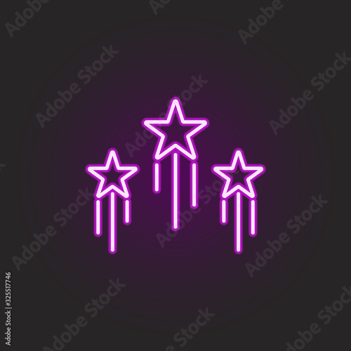 rock, stars, fly neon style icon. Simple thin line, outline vector of rock and roll icons for ui and ux, website or mobile application