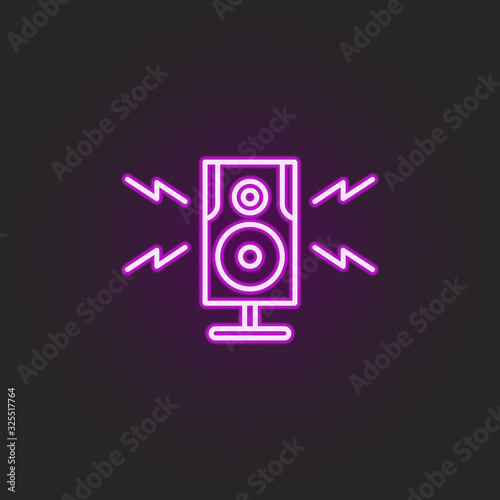 rock, column, sound, lightning neon style icon. Simple thin line, outline vector of rock and roll icons for ui and ux, website or mobile application