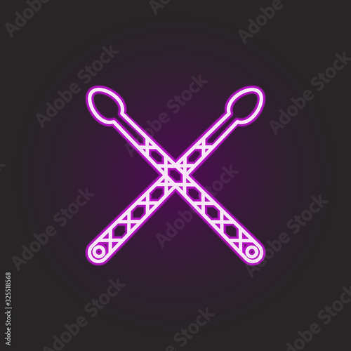 rock drum sticks patterns neon style icon. Simple thin line, outline vector of rock and roll icons for ui and ux, website or mobile application