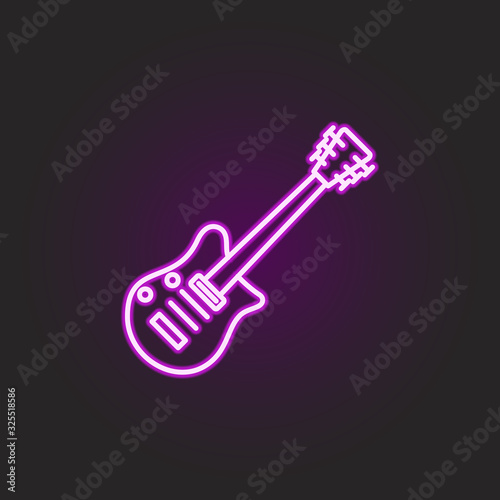 rock, guitar neon style icon. Simple thin line, outline vector of rock and roll icons for ui and ux, website or mobile application