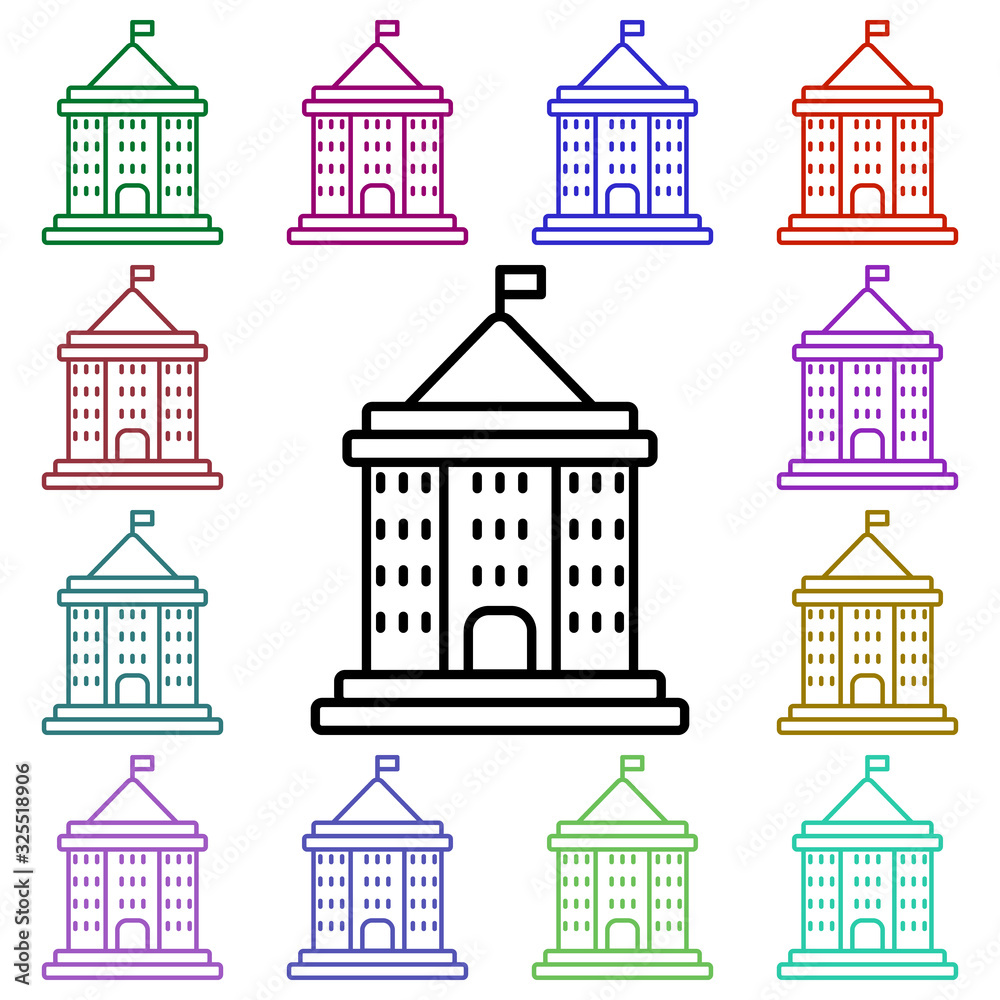 Fototapeta premium School building multi color style icon. Simple thin line, outline vector of education icons for ui and ux, website or mobile application