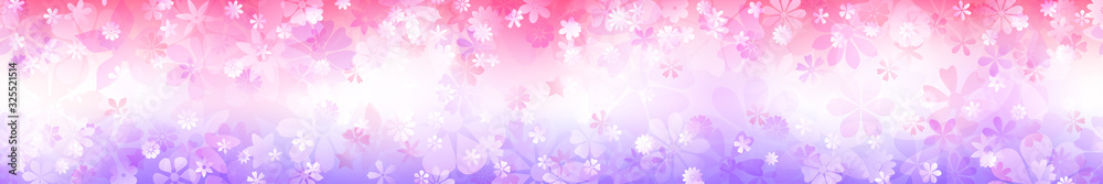Spring horizontal banner of various flowers in purple colors Spring horizontal banner of various flowers in purple colors