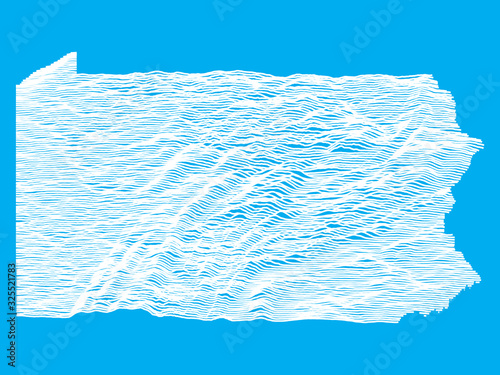Blue Smooth Topographic Relief Peaks and Valleys Map of US Federal State of Pennsylvania