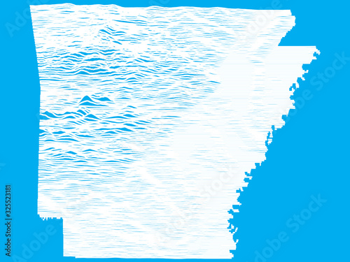 Blue Smooth Topographic Relief Peaks and Valleys Map of US Federal State of Arkansas