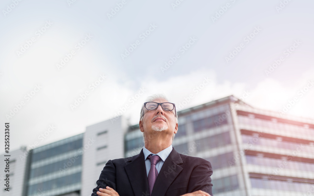 Fototapeta premium Executive businessman in front of his office