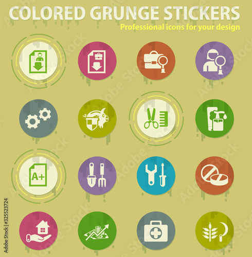 Work searches colored grunge icons