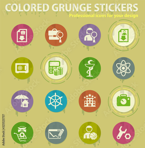 Work searches colored grunge icons
