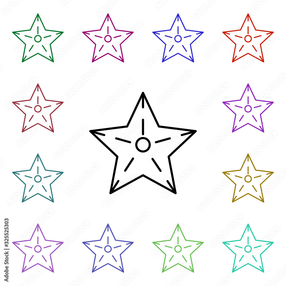 Starfish multi color style icon. Simple thin line, outline vector of summer icons for ui and ux, website or mobile application Starfish multi color style icon. Simple thin line, outline vector of summer icons for ui and ux, website or mobile application