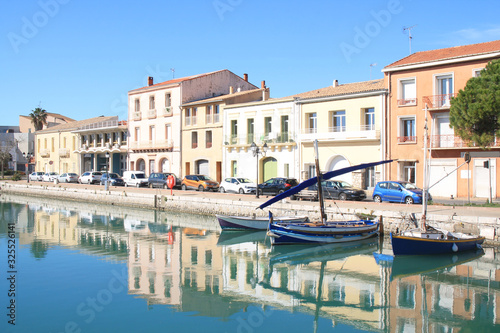 The river port of Frontignan, a seaside resort in the Mediterranean sea, Herault, Occitanie, France