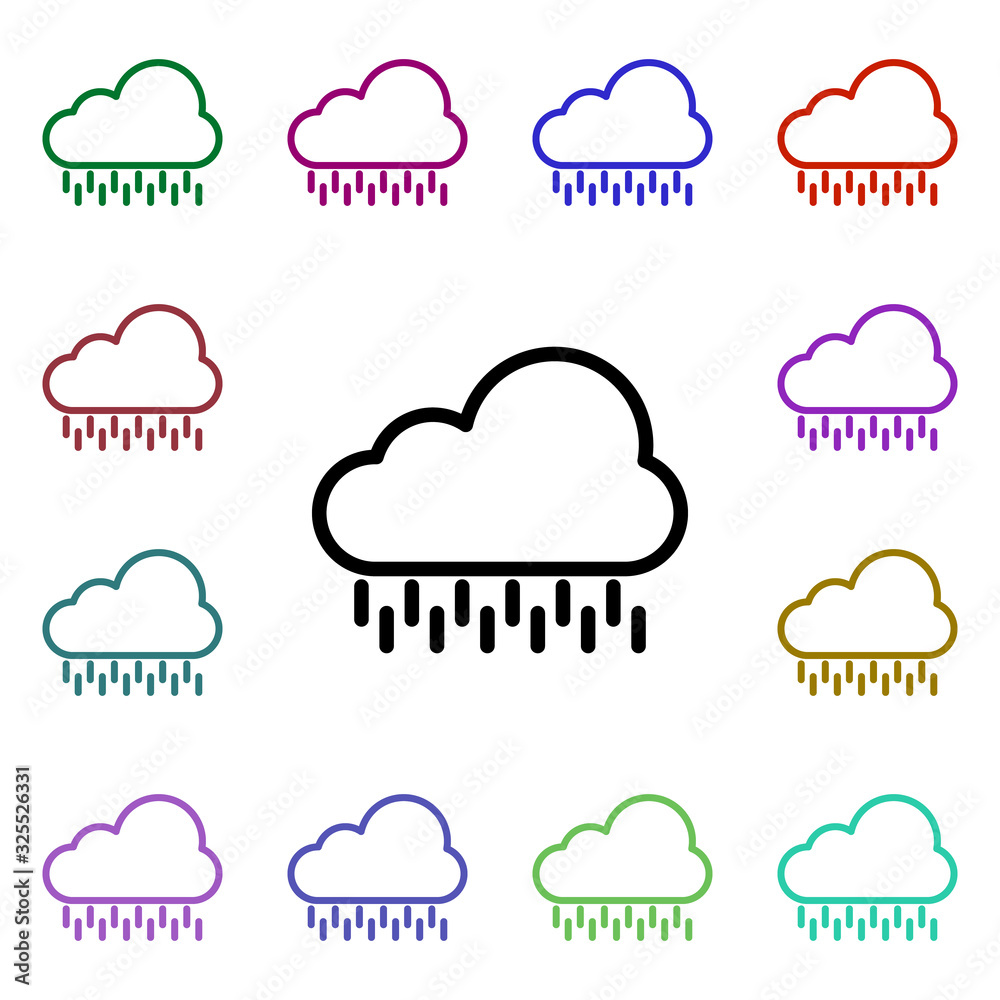 Cloudy, rain sign multi color style icon. Simple thin line, outline vector of weather icons for ui and ux, website or mobile application Cloudy, rain sign multi color style icon. Simple thin line, outline vector of weather icons for ui and ux, website or mobile application