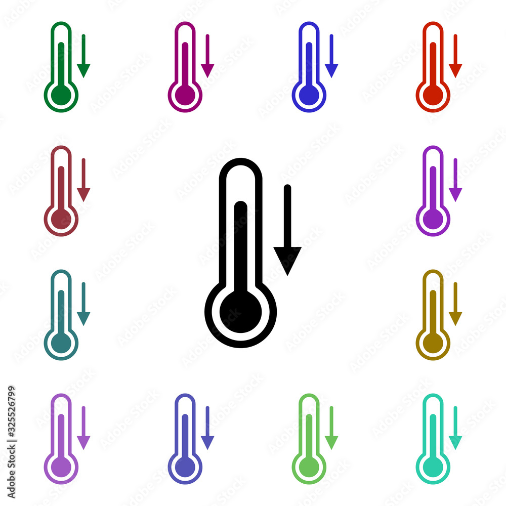 Low temperature sign multi color style icon. Simple thin line, outline vector of weather icons for ui and ux, website or mobile application Low temperature sign multi color style icon. Simple thin line, outline vector of weather icons for ui and ux, website or mobile application