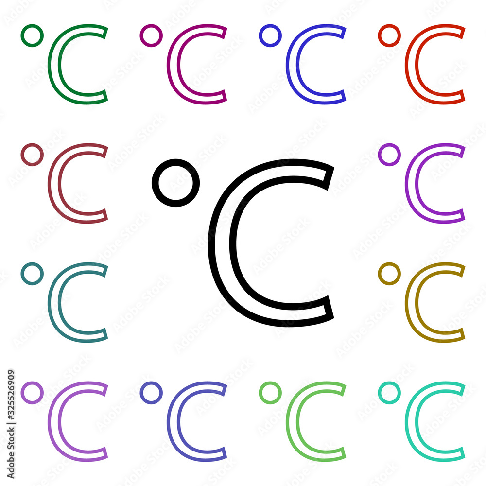 Celsius sign multi color style icon. Simple thin line, outline vector of weather icons for ui and ux, website or mobile application Celsius sign multi color style icon. Simple thin line, outline vector of weather icons for ui and ux, website or mobile application