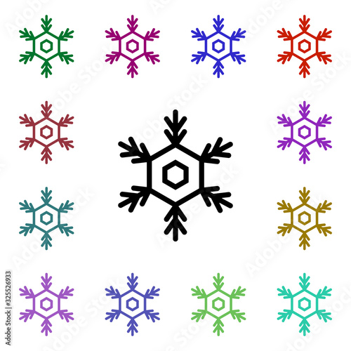 Snowflake sign multi color style icon. Simple thin line  outline vector of weather icons for ui and ux  website or mobile application