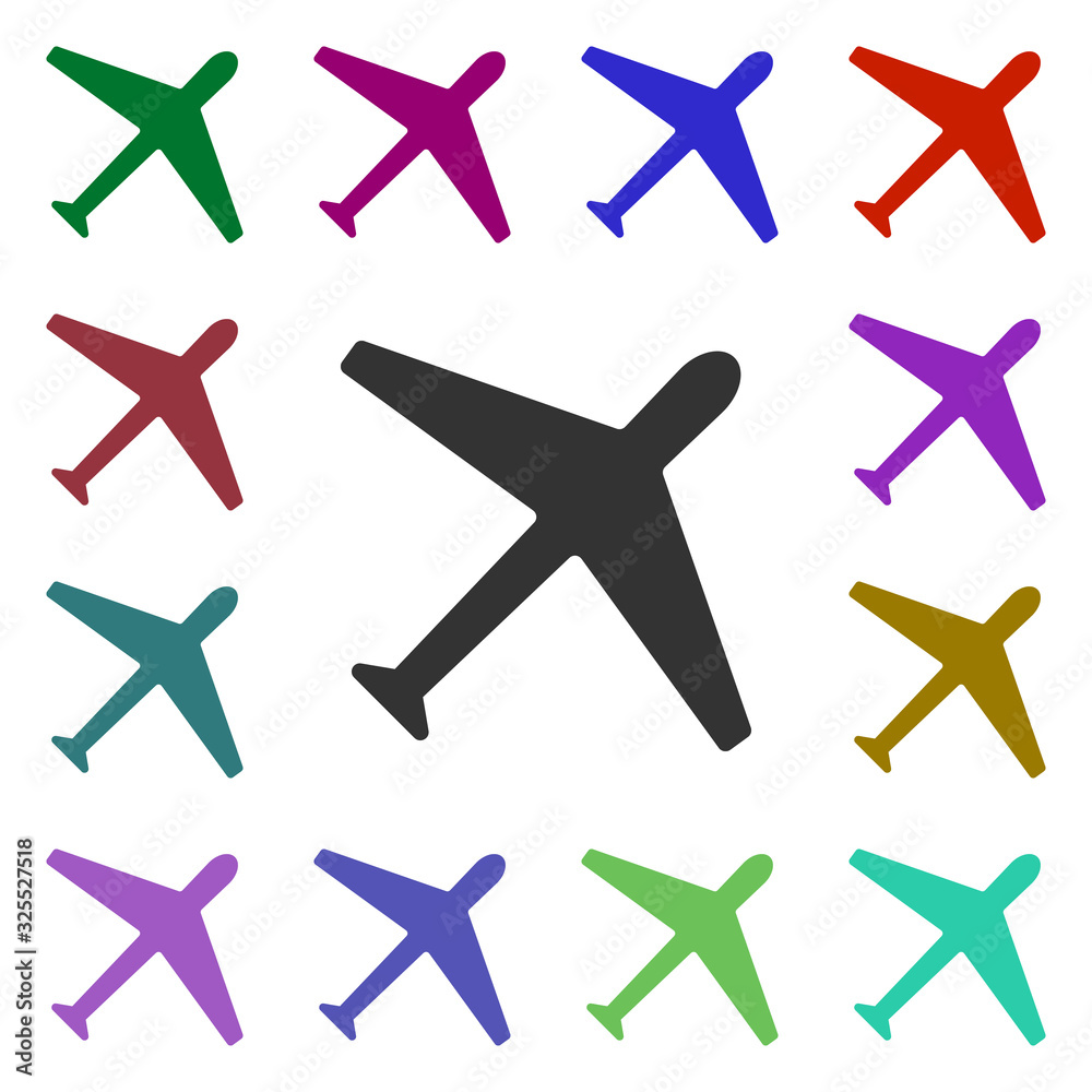 Plane multi color style icon. Simple glyph, flat vector of web icons for ui and ux, website or mobile application Plane multi color style icon. Simple glyph, flat vector of web icons for ui and ux, website or mobile application
