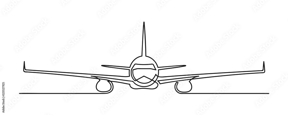 Continuous drawing of one line of an airplane Continuous drawing of one line of an airplane