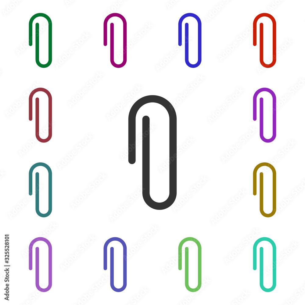 Paperclip multi color style icon. Simple glyph, flat vector of web icons for ui and ux, website or mobile application Paperclip multi color style icon. Simple glyph, flat vector of web icons for ui and ux, website or mobile application