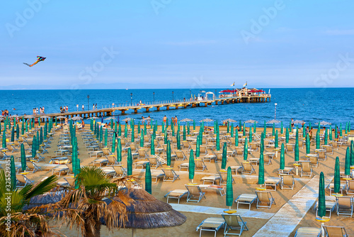 Adriatic sea with shore. Lignano Sabbiadoro, Italy.