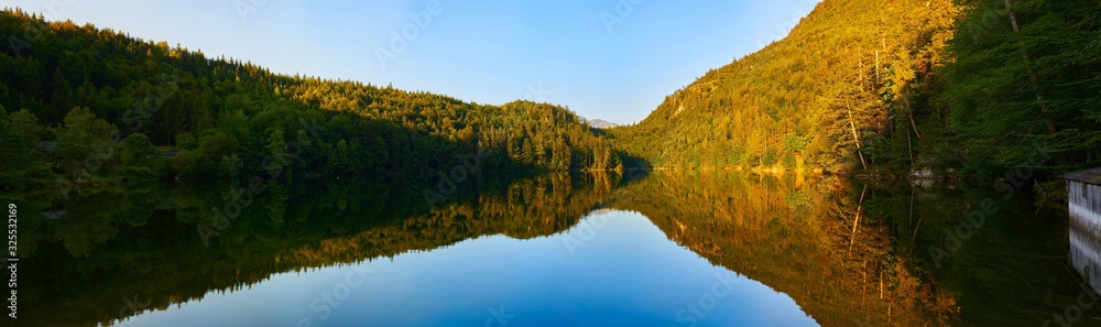Beautiful sunrise on the lake Nussensee. Austrian Alps, Salzburg region. Beautiful sunrise on the lake Nussensee. Austrian Alps, Salzburg region.
