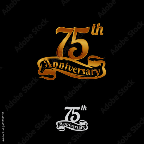 75 years anniversary golden color on black background for anniversary celebration event