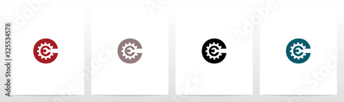 Wrench And Gears On Letter Logo Design C