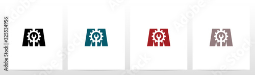 Wrench And Gears On Letter Logo Design M