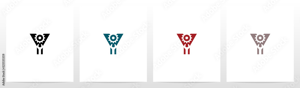 Wrench And Gears On Letter Logo Design Y