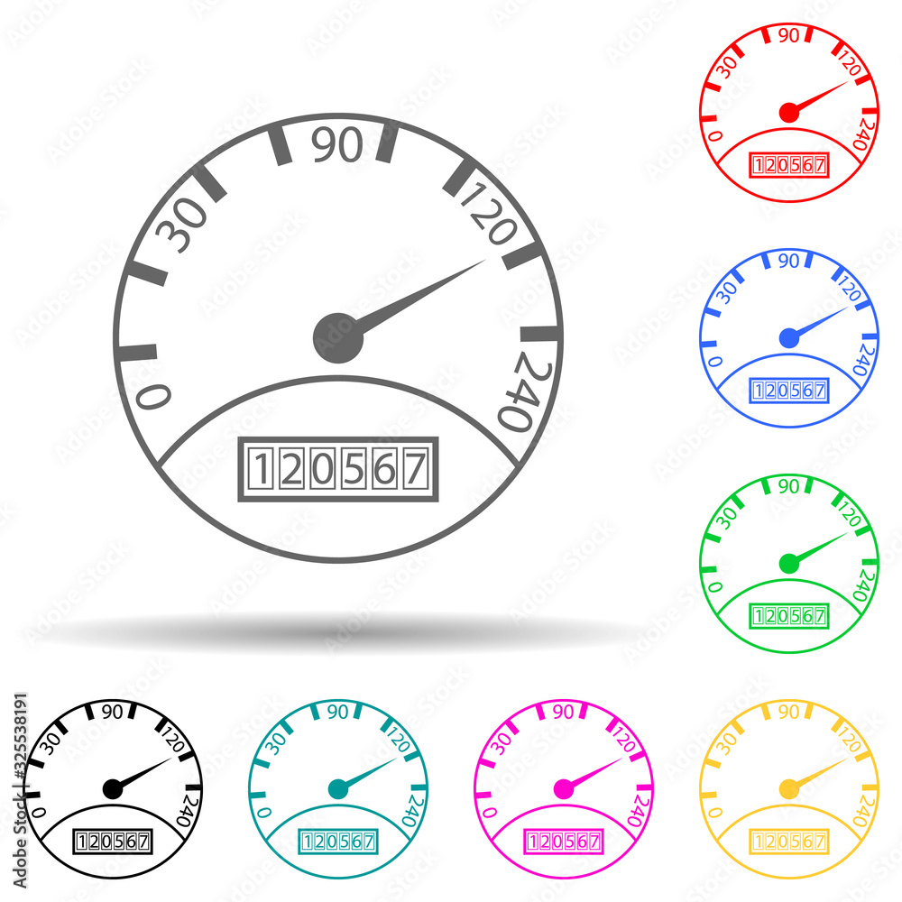 speedometer multi color style icon. Simple glyph, flat vector of measuring elements icons for ui and ux, website or mobile application speedometer multi color style icon. Simple glyph, flat vector of measuring elements icons for ui and ux, website or mobile application