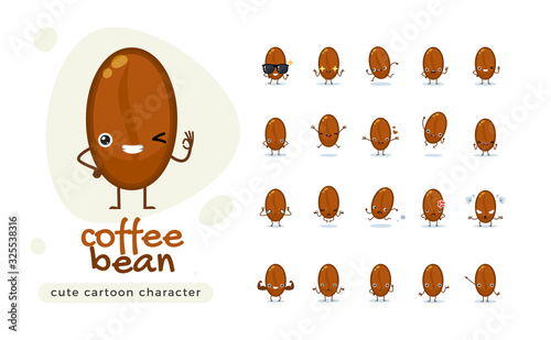 The Cute Coffee Bean. Isolated Vector Illustration