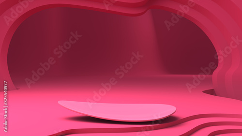 abstract pink background empty stage curve