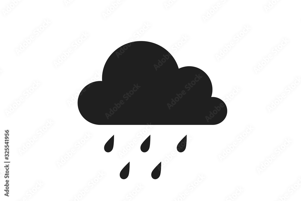 rain cloud icon. rainy symbol in simple flat design. weather forecast sign