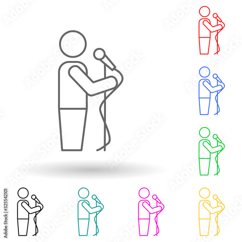 reporter's hand with a microphone multi color style icon. Simple thin line, outline vector of media icons for ui and ux, website or mobile application