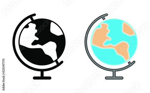 simple globe icon vector black silhouette and color