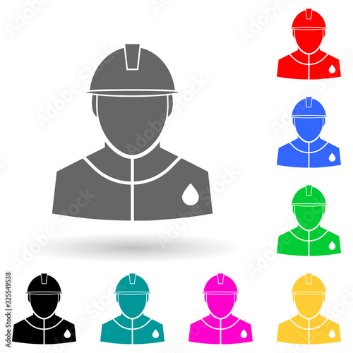 oilman multi color style icon. Simple glyph, flat vector of Oil icons for ui and ux, website or mobile application